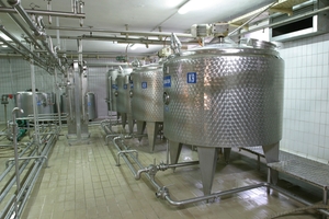 Milk storage tanks in dairy production