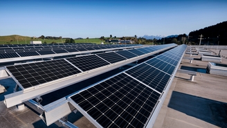 Solar panels on the roof of Endress+Hauser building