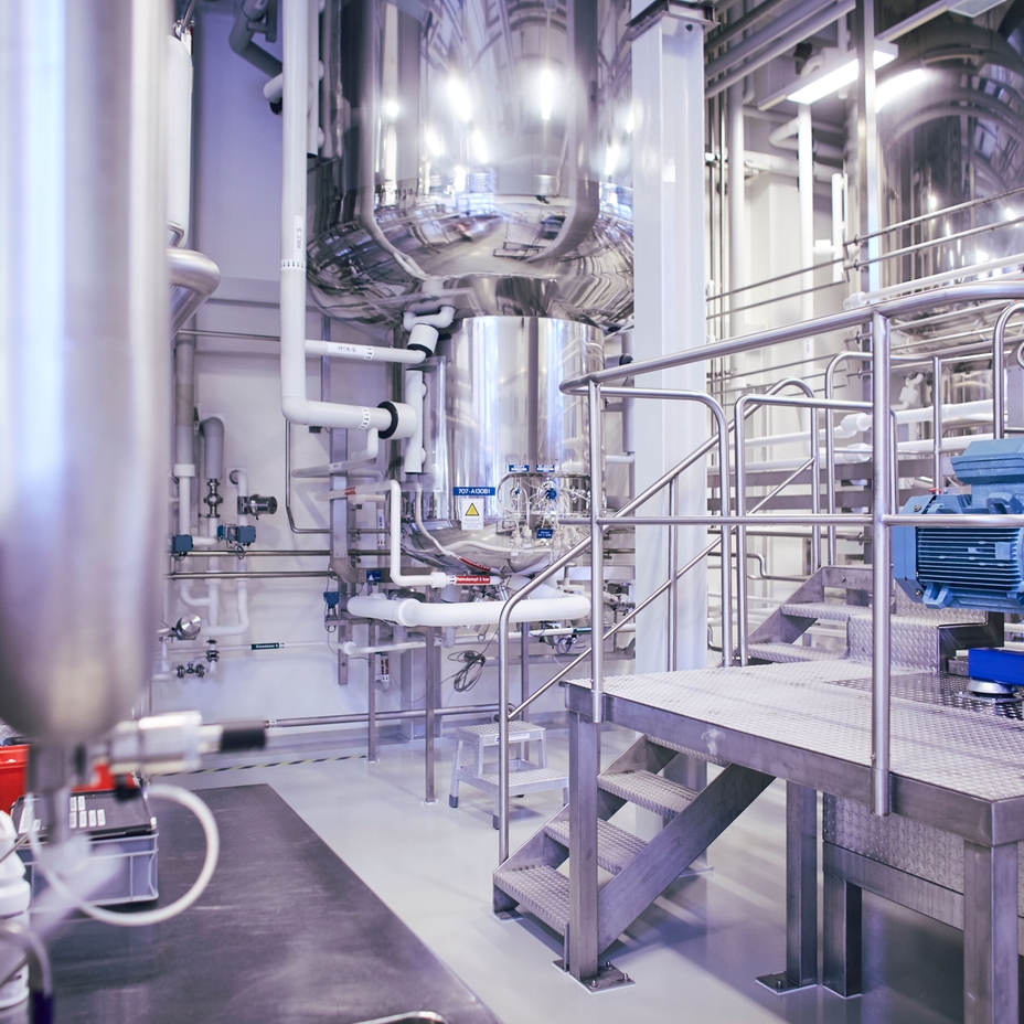 biopharmaceutical manufacturing plant with biopharmaceutical processing