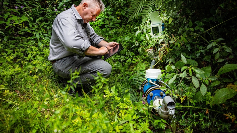 Application engineer views the measurement values of the spring